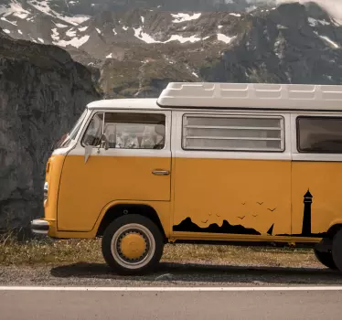 Sticker camping car phare mer - TenStickers