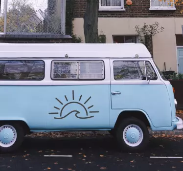 Sticker camping car vague et soleil - TenStickers