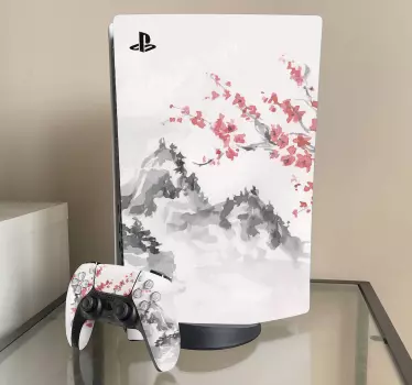 Sticker PS5 paysage de style japonais - TenStickers