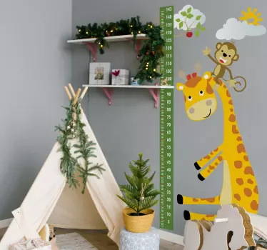 Autocollant Toise Tableau des animaux heureux - TenStickers