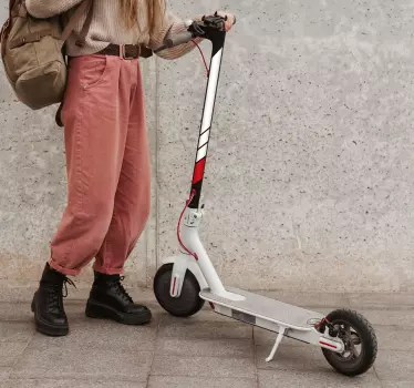 Sticker trottinette blanc et rouge - TenStickers