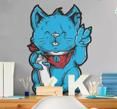 Sticker chat avec boucle d'oreille - TenStickers