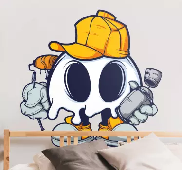 Sticker graffiti urbain crâne chambre ado - TenStickers