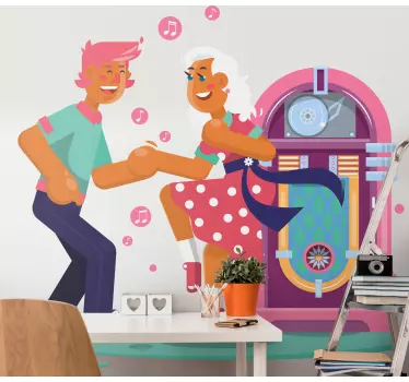 Autocollant Urbain Danseurs de jukebox colorés des années 70 - TenStickers