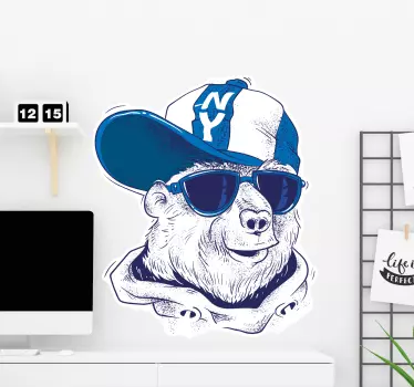 Autocollant Urbain Graffiti de dessin animé ours bleu - TenStickers