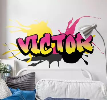 Sticker graffiti rose et jaune pour chambre d'ado - TenStickers