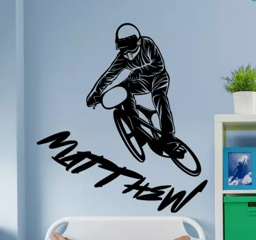 Sticker graffiti prénom avec vélo - TenStickers