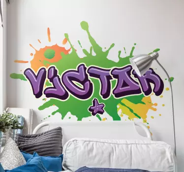 Sticker graffiti urbain tourbillon avec prénom - TenStickers