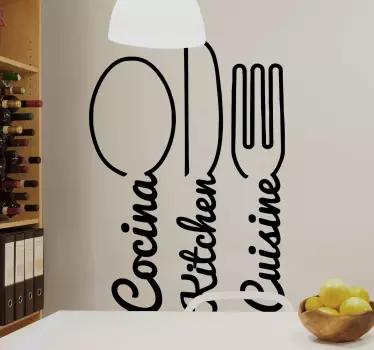 Sticker cuisine ustensiles avec texte - TenStickers