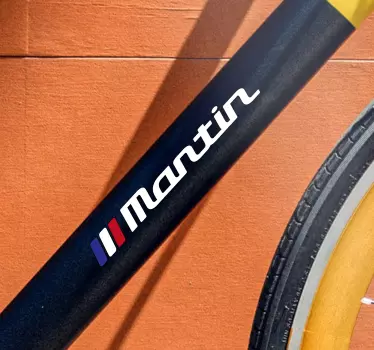 Sticker vélo drapeau France avec prénom - TenStickers