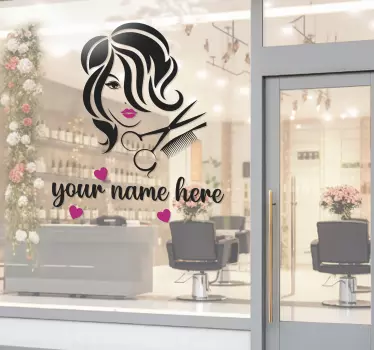Sticker vitrine salon de coiffure personnalisable - TenStickers