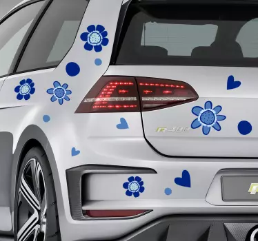 Sticker voiture fleurs bleues - TenStickers