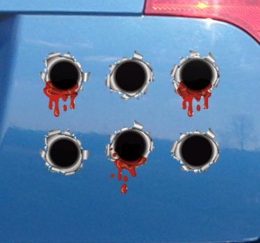 Sticker trompe l'œil original impact de balle avec du sang - TenStickers