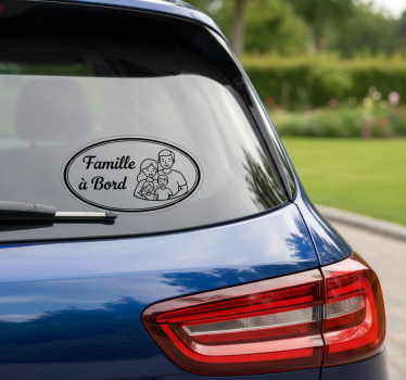 Autocollant voiture personnalisé famille à bord noir - TenStickers