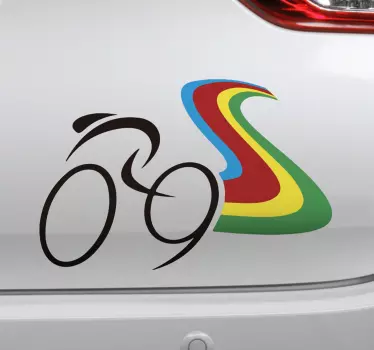 Sticker voiture dessin silhouette de cycliste - TenStickers