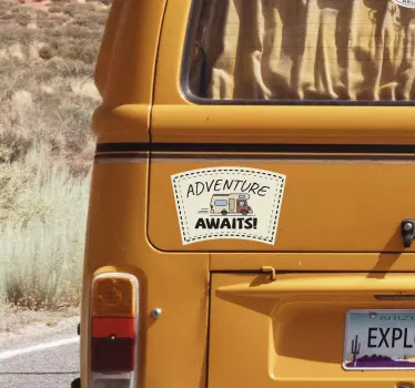 Sticker camping car "Adventure Awaits" - TenStickers
