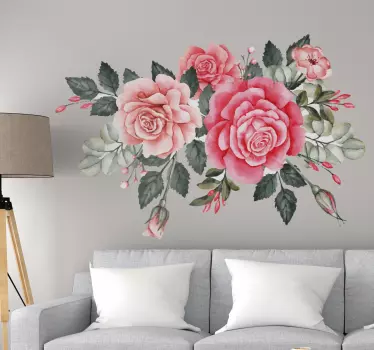 Bouquet de fleurs roses - TenStickers