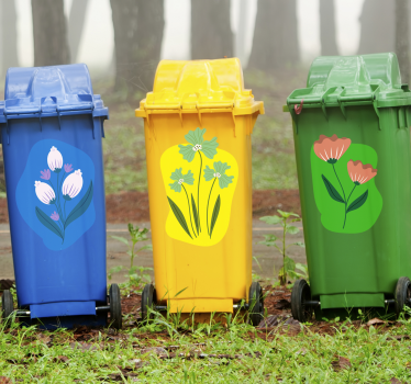 Conteneur de déchets avec sticker fleur - TenStickers