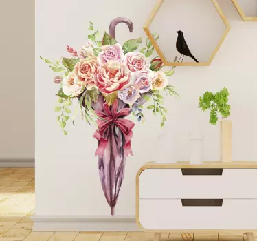 Sticker bouquet de fleur dans un parapluie - TenStickers