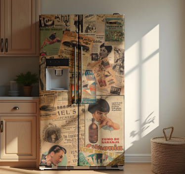Sticker frigo coupures de publicité vintage - TenStickers