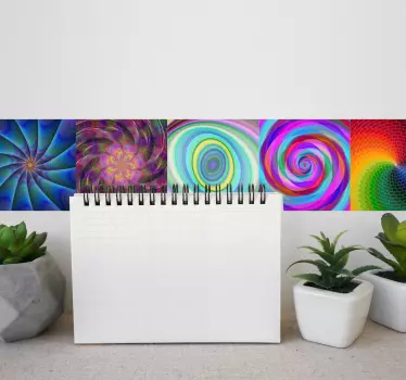 Frise murale adhésive décorative kaléidoscope - TenStickers