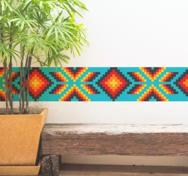 Frise autocollante motif natif mexicain Huichol - TenStickers
