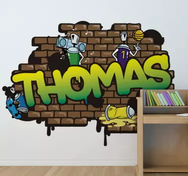 Sticker graffiti avec briques personnalisable - TenStickers