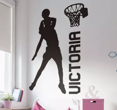 Stickers Muraux Basket - Décalcomanies Déco Chambre Garçon - Adhésif Vinyle Noir Pour Mur Lisse - 86x89 Cm