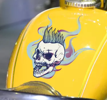 Moto flamme crâne moto stickers - TenStickers