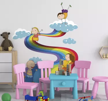 Paysage arc-en-ciel pour les enfants illustration art mural - TenStickers