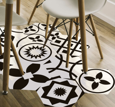 Sticker sol hexagones noir et blanc - TenStickers