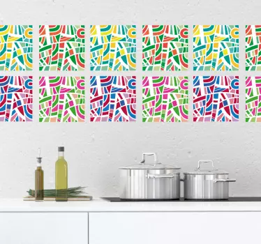Sticker cuisine motifs carreaux abstraits - TenStickers