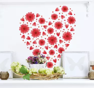 Sticker fleurs coeur printemps - TenStickers
