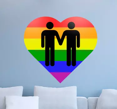 Sticker amour se tenant la main dans un arc-en-ciel - TenStickers