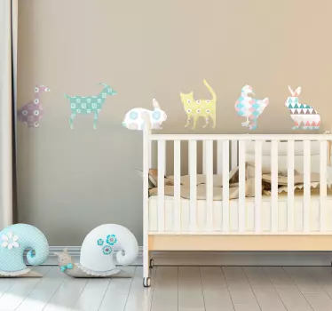 Sticker Chambre Enfant Animaux Pastel - TenStickers