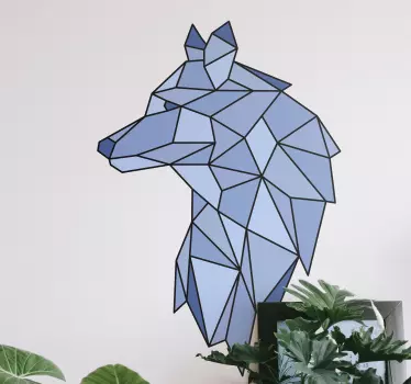 Sticker Animal Sauvage Loup géométrique nordique bleu - TenStickers