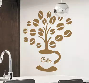 Sticker cuisine arbre grains de café - TenStickers