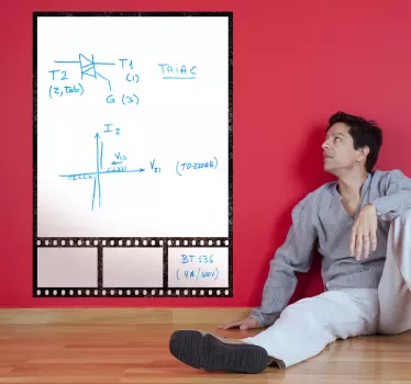 Tableau blanc adhésif cadre cinema - TenStickers