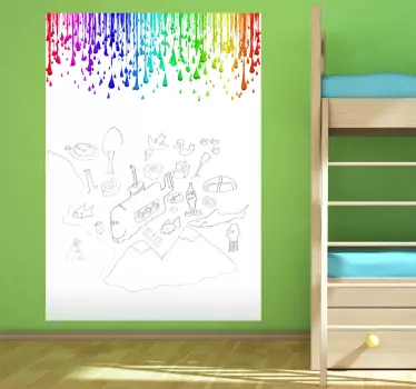 Tableau blanc adhésif gouttes de peinture - TenStickers
