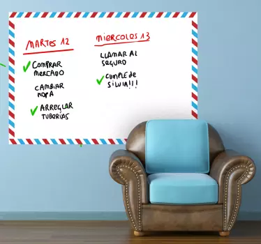 Tableau blanc adhésif cadre coloré - TenStickers