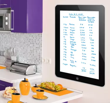 Sticker bureau tableau blanc adhésif tablette iPad - TenStickers