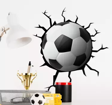 Sticker trompe l'œil ballon football 3D - TenStickers
