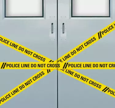 Sticker porte original bandes jaunes police - TenStickers