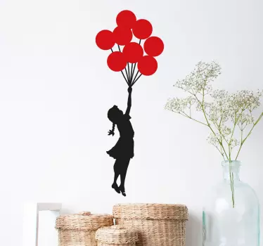 Sticker mural salon Banksy fille avec des ballons Graffiti - TenStickers
