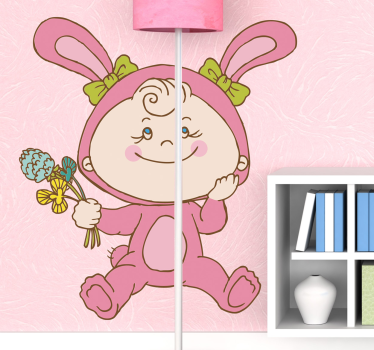 Sticker bébé lapine rose - TenStickers