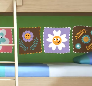 Sticker bébé motifs cadres floraux - TenStickers