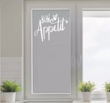 Sticker fenêtre opaque cuisine "Bon Appétit" - TenStickers