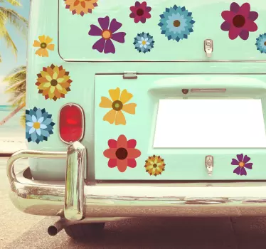 Sticker voiture pack de fleurs multicolores - TenStickers