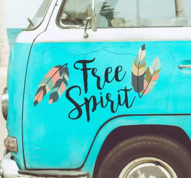 Sticker voiture motivation Free spirit plumes - TenStickers