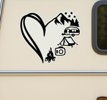 Autocollant camping car cœur d'aventure composite - TenStickers